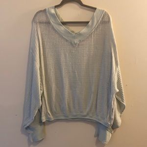 Large Free People Baby Blue V Neck Shirt